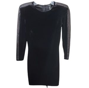 Forever 21 Black long Sleeves velvet studded dress Size S